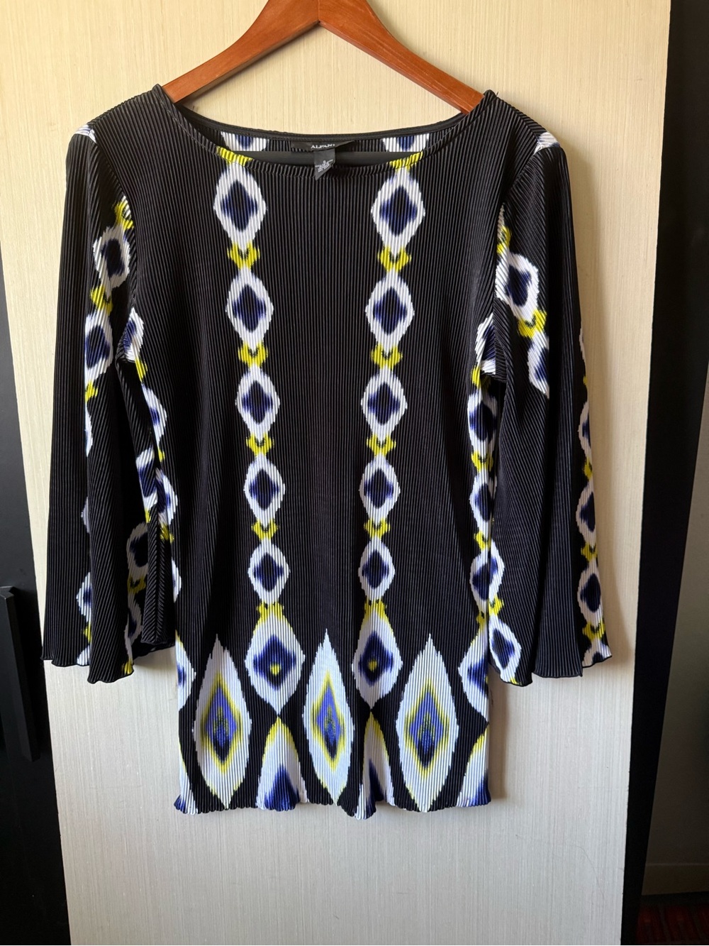 Women’s Black Patterned Long-Sleeve  Tunic/ Dress